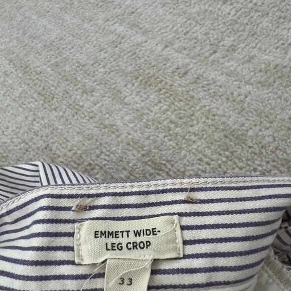 Madewell Emmett Wide Leg Crop Stripe Pants Welt Pocket 33 - Picture 2 of 9